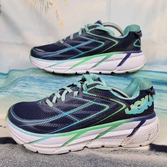 Hoka One One Clifton 3  Running Shoes Black/Turquoise Womens 8