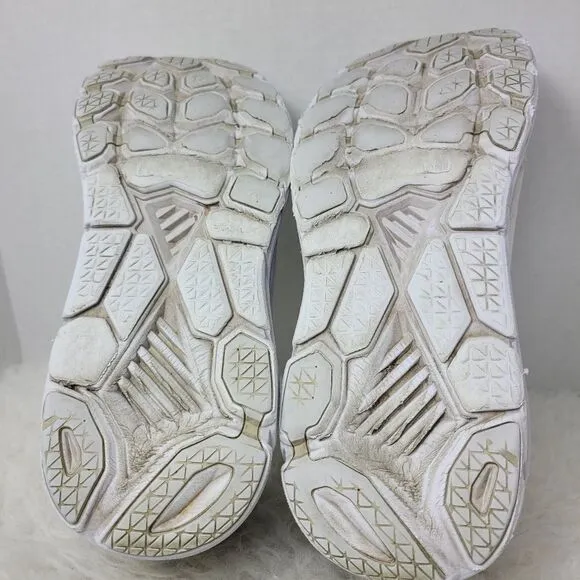 Hoka One One Clifton 6 White &amp; Gold Rose Running Sneakers Shoes Size 11