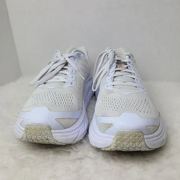 Hoka One One Clifton 6 White &amp; Gold Rose Running Sneakers Shoes Size 11