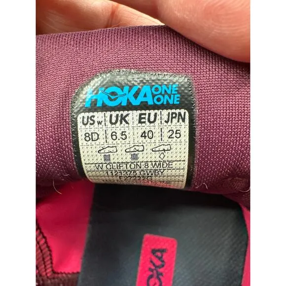 Hoka One One Clifton 8 Purple/ Pink Size 8 Wide 1121375