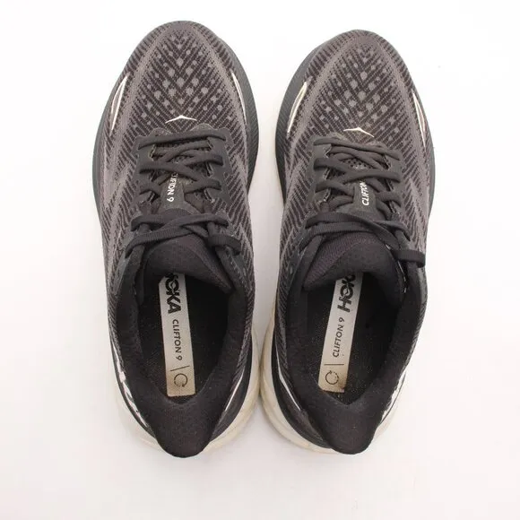 Hoka One One Clifton 9 Men's 8.5 2E Black Running Shoes Sneakers 1132210 BWHT