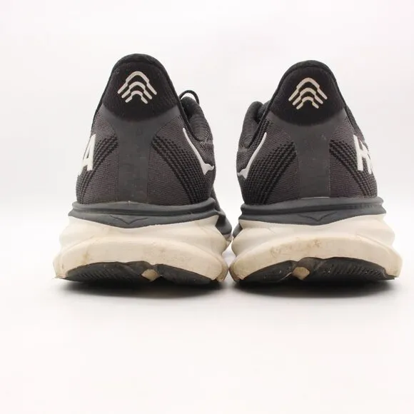 Hoka One One Clifton 9 Men's 8.5 2E Black Running Shoes Sneakers 1132210 BWHT