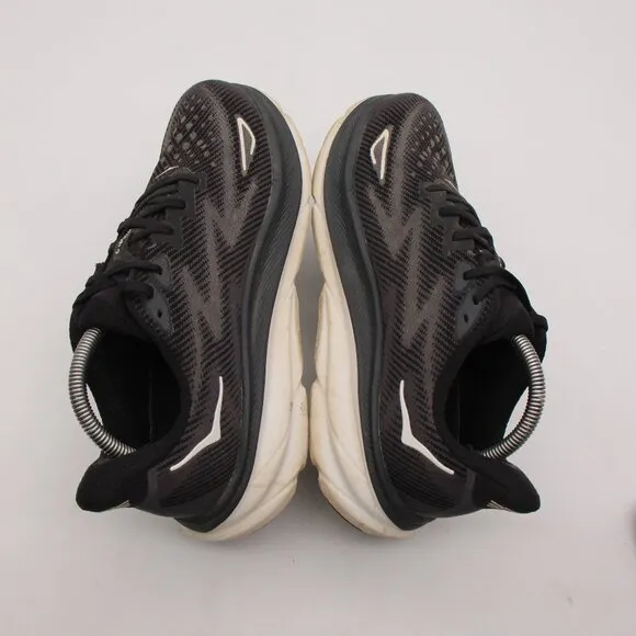 Hoka One One Clifton 9 Men's 8.5 2E Black Running Shoes Sneakers 1132210 BWHT