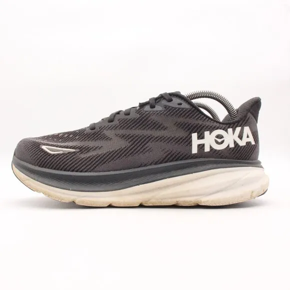 Hoka One One Clifton 9 Men's 8.5 2E Black Running Shoes Sneakers 1132210 BWHT