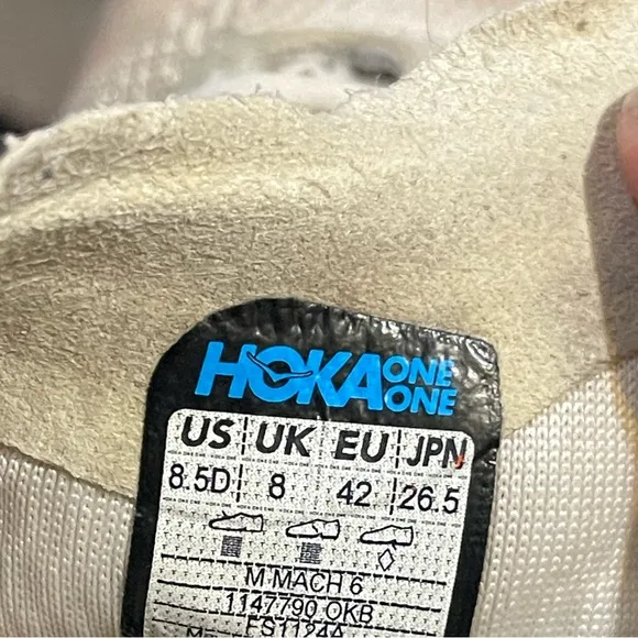 Hoka One One Mach 6 Men Size 8.5 Oat Milk Barley Beige Running Walking Shoes