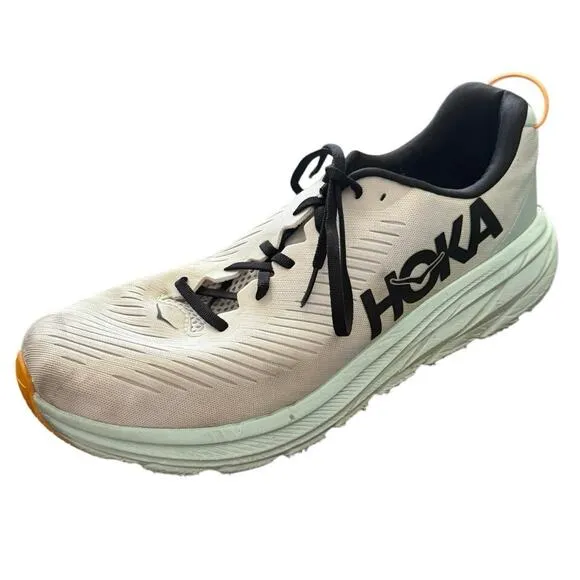 Hoka One One Men’s Rincon 3 White Blue Glass Running Shoes US 12.5 UK 12 flawed