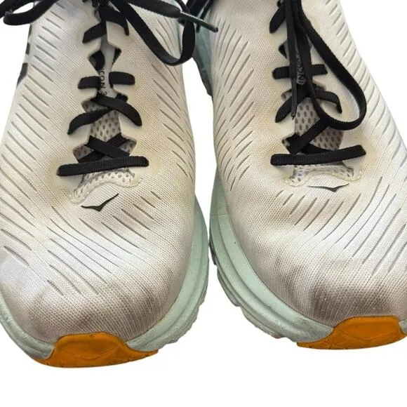 Hoka One One Men’s Rincon 3 White Blue Glass Running Shoes US 12.5 UK 12 flawed