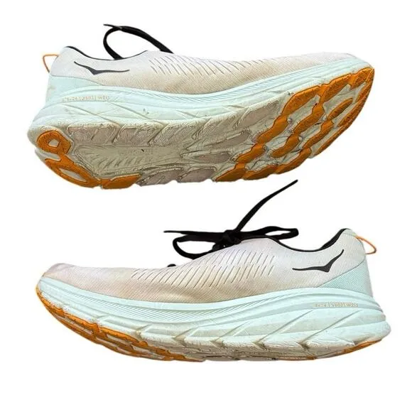 Hoka One One Men’s Rincon 3 White Blue Glass Running Shoes US 12.5 UK 12 flawed