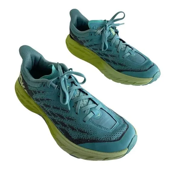 Hoka One One Womens Speedgoat 5‎ CSGG Blue Citron Running Shoes Size 9