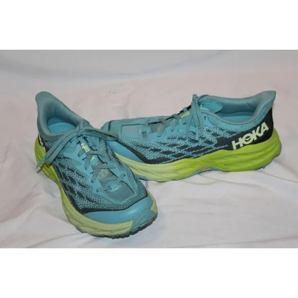 Hoka One One Womens Speedgoat 5‎ CSGG Blue Citron Running Shoes Size 9