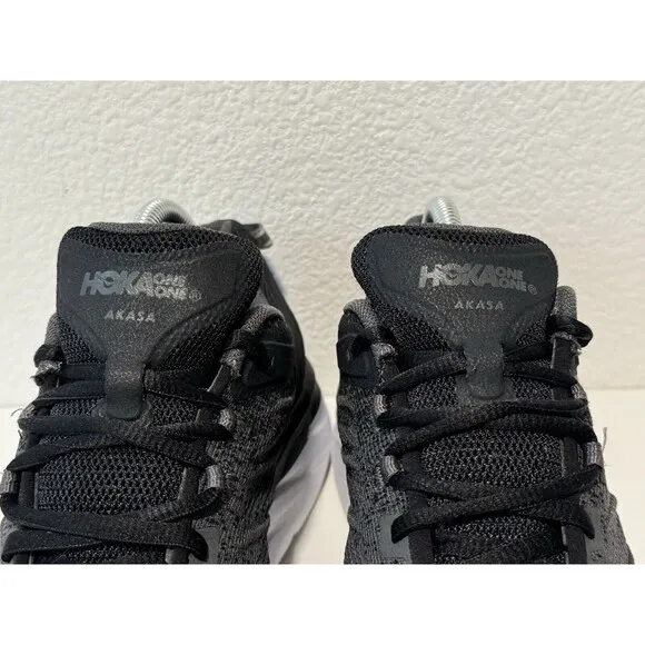 Hoka One Womens Akasa Running Shoes Size 9.5 Black Gray Trail Walking 1099739
