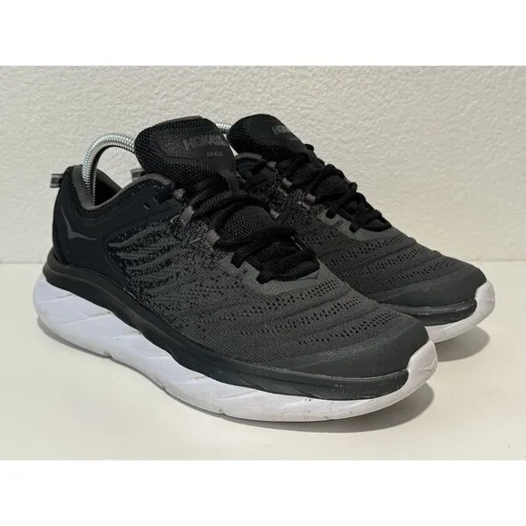 Hoka One Womens Akasa Running Shoes Size 9.5 Black Gray Trail Walking 1099739