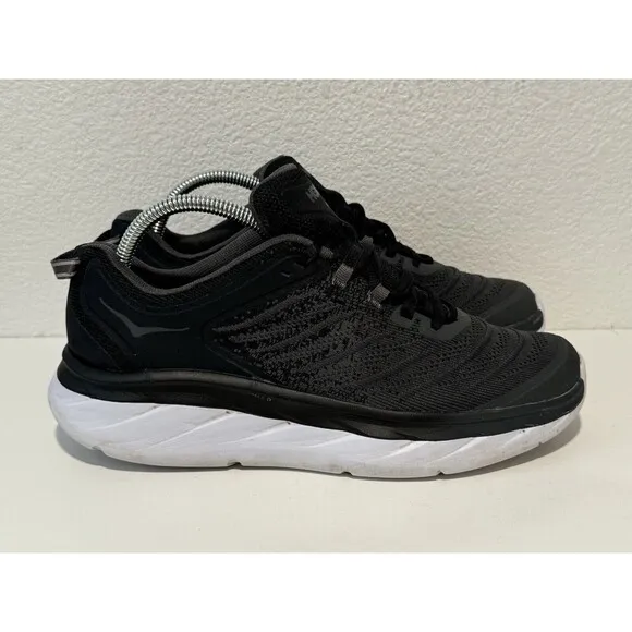 Hoka One Womens Akasa Running Shoes Size 9.5 Black Gray Trail Walking 1099739