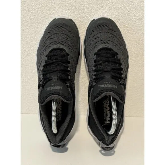 Hoka One Womens Akasa Running Shoes Size 9.5 Black Gray Trail Walking 1099739