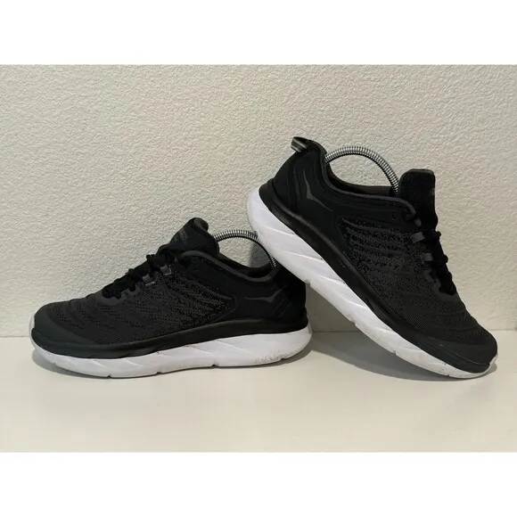 Hoka One Womens Akasa Running Shoes Size 9.5 Black Gray Trail Walking 1099739