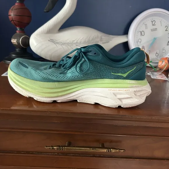 HOKA Teal and Lime Running Shoes