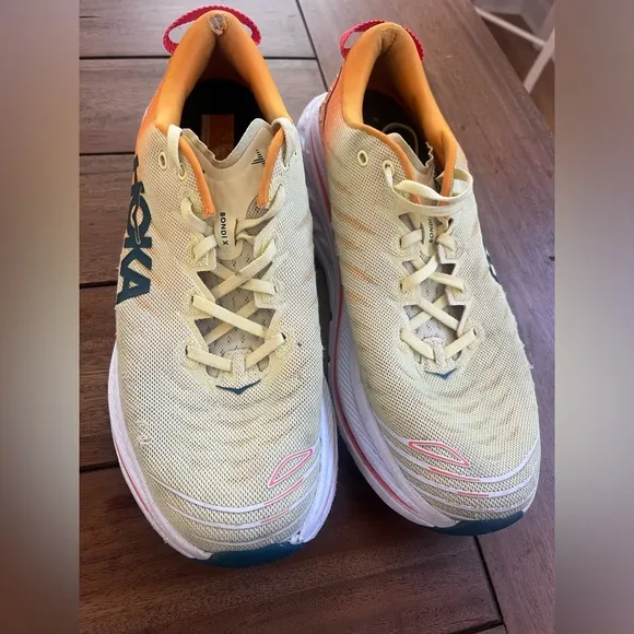 Hoka Yellow and Orange Running Shoes; Size 13D Pre-loved w/minimal wear &amp; tear