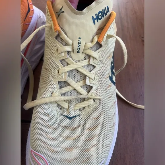 Hoka Yellow and Orange Running Shoes; Size 13D Pre-loved w/minimal wear &amp; tear