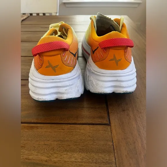 Hoka Yellow and Orange Running Shoes; Size 13D Pre-loved w/minimal wear &amp; tear