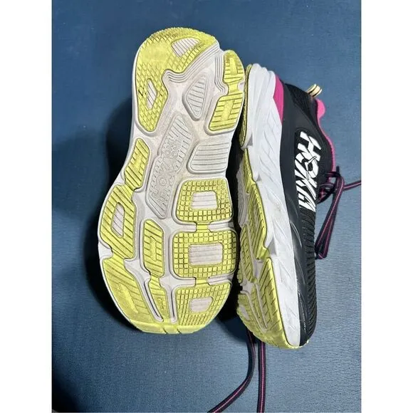 Hoka One One Bondi 7 Women's Running Shoes Black Pink Sneakers Comfort