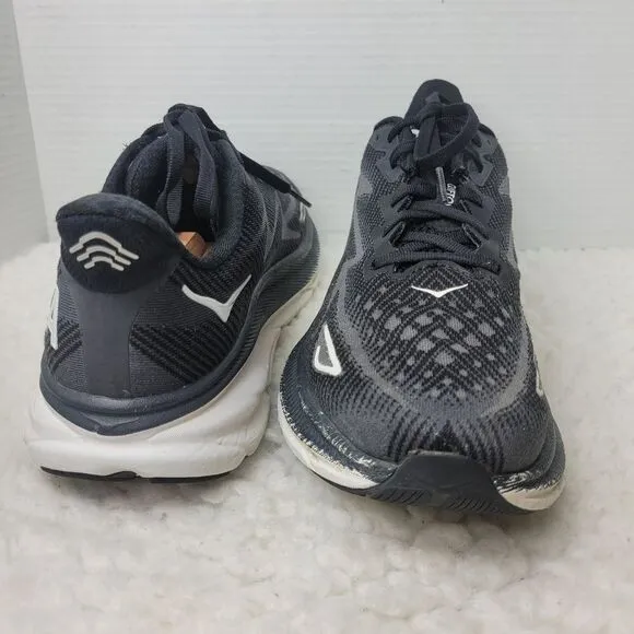 Hoka One One Clifton 9 Nens Sneaker Size 10.5D Black White Running Shoes
