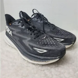 Hoka One One Clifton 9 Nens Sneaker Size 10.5D Black White Running Shoes