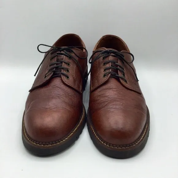 H.S. Trask Brown Bison Leather Oxford Shoes #1001 Gallatin Lace Up Size 10M