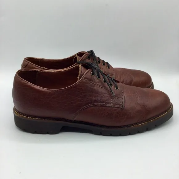 H.S. Trask Brown Bison Leather Oxford Shoes #1001 Gallatin Lace Up Size 10M
