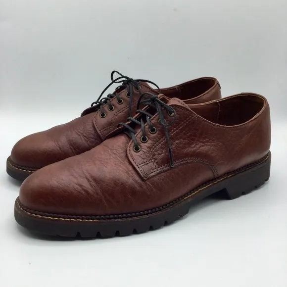 H.S. Trask Brown Bison Leather Oxford Shoes #1001 Gallatin Lace Up Size 10M