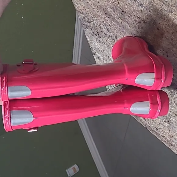 Hunter Big Kids Original Pink Gloss Rain Boots Size US 3
