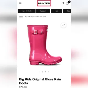 Hunter Big Kids Original Pink Gloss Rain Boots Size US 3