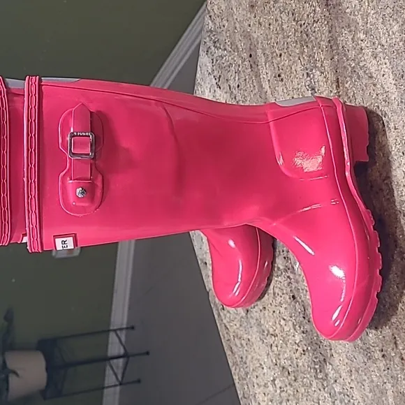 Hunter Big Kids Original Pink Gloss Rain Boots Size US 3