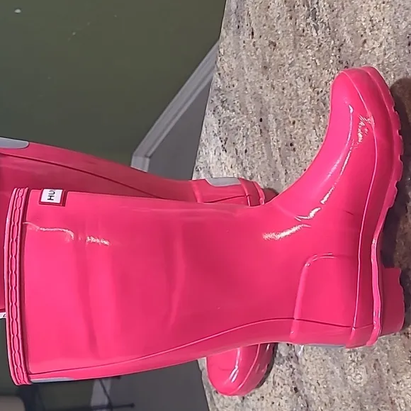 Hunter Big Kids Original Pink Gloss Rain Boots Size US 3