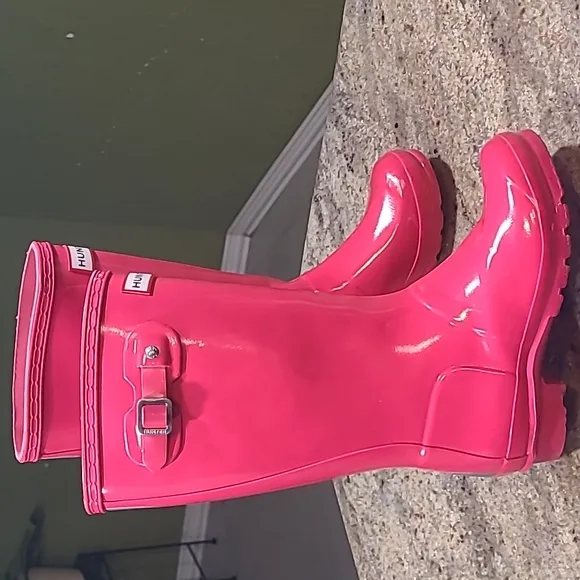Hunter Big Kids Original Pink Gloss Rain Boots Size US 3