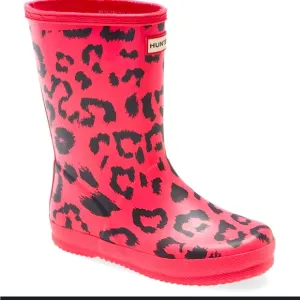 HUNTER First CLASSIC Waterproof RAIN Boot ARCADE Pink BLACK Leopard US 8 B 9 G