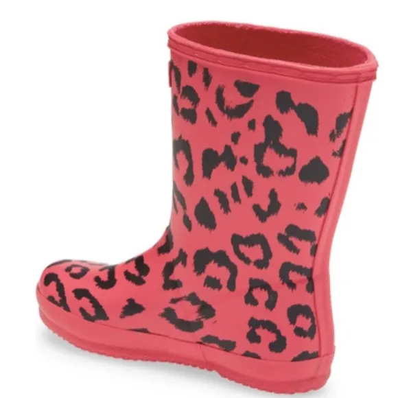 HUNTER First CLASSIC Waterproof RAIN Boot ARCADE Pink BLACK Leopard US 8 B 9 G