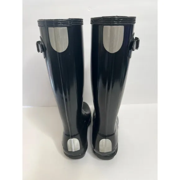 Hunter Original Black Gloss Waterproof Rain Boots Sz 5 Girl