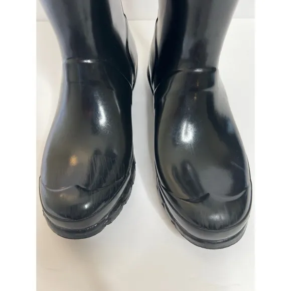 Hunter Original Black Gloss Waterproof Rain Boots Sz 5 Girl