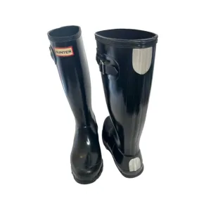 Hunter Original Black Gloss Waterproof Rain Boots Sz 5 Girl