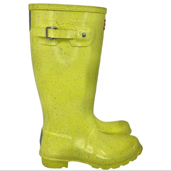 Hunter Original Giant Yellow Glitter Wellington Boots