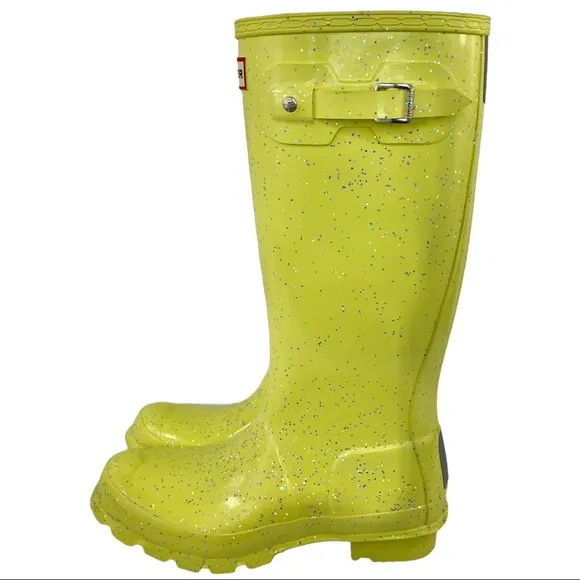 Hunter Original Giant Yellow Glitter Wellington Boots