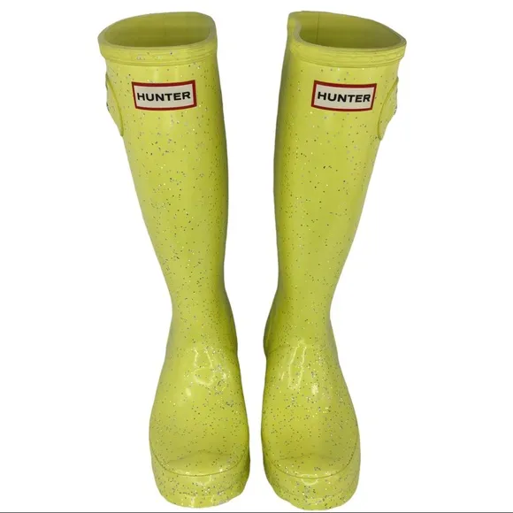 Hunter Original Giant Yellow Glitter Wellington Boots