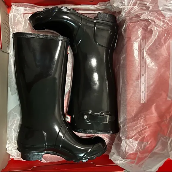 Hunter Original Gloss Rain Boots black size US 3 boys/4 girls UK 3 EU 34