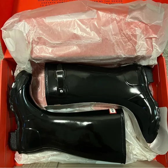 Hunter Original Gloss Rain Boots black size US 3 boys/4 girls UK 3 EU 34