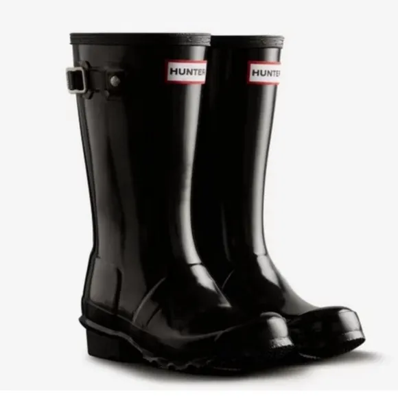 Hunter Original Kids Gloss Black Tall Rain Boots - Youth Size US 4B/5G EU 35/36