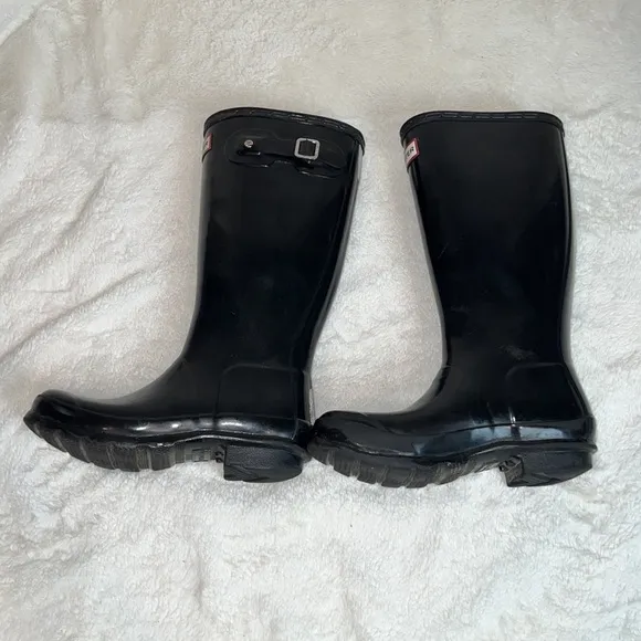 Hunter Original Kids Gloss Black Tall Rain Boots - Youth Size US 4B/5G EU 35/36