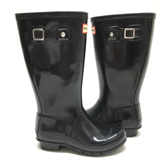 Hunter Original Kids Gloss Rain Boots Black Size 1