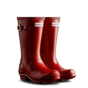Hunter Original Kids Gloss Wellington Rain Boots Knee High Waterproof Red 2