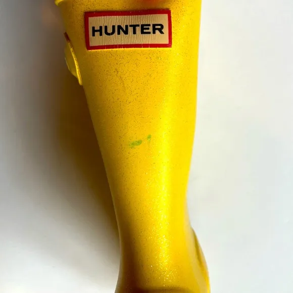 Hunter Yellow Glitter Big Kids Original Giant Glitter Tall Unisex Rain Boots
