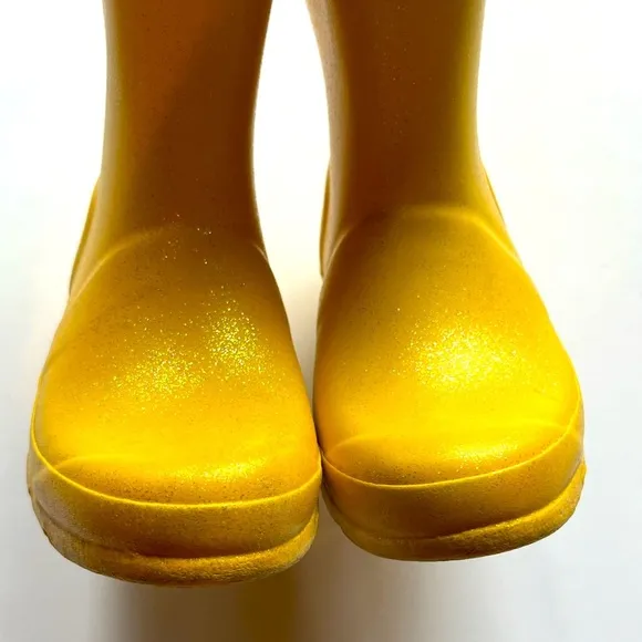 Hunter Yellow Glitter Big Kids Original Giant Glitter Tall Unisex Rain Boots